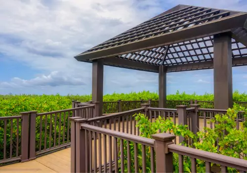 A modern deck and pavilion designed by the go-to Deck Contractor for Wesley Chapel FL