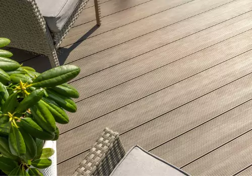 A closeup of composite decking, installed by a Deck Contractor in Spring Hill FL